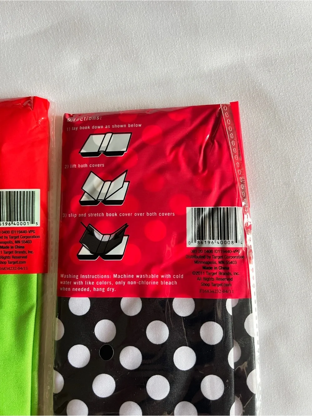 Target Stretchable Bookcover Lot (4) Jumbo & Standard Navy Pink Green Polka Dot